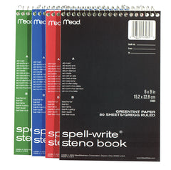 Mead 43080 Steno Pad, Assorted