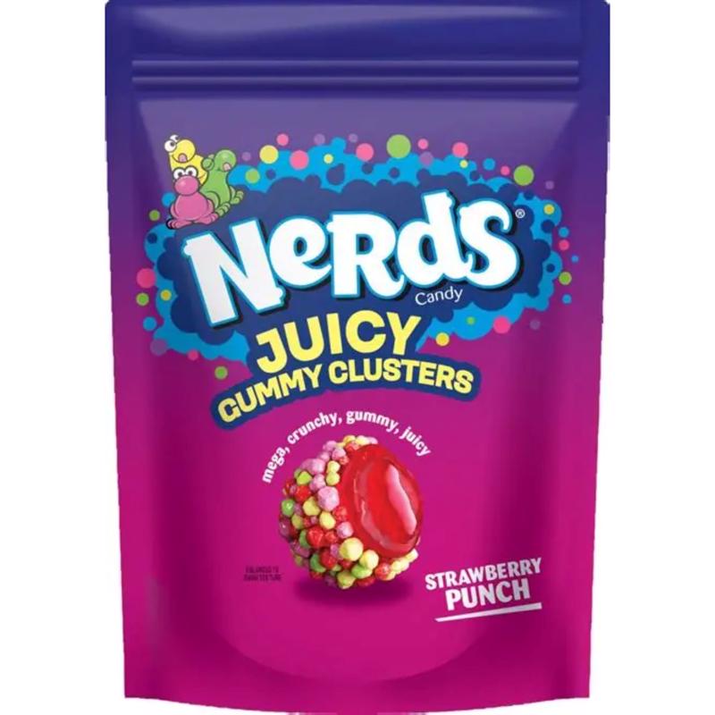 NERDS Juicy Gummy Clusters, Strawberry Punch, Juicy and Gummy Candy, 1 Bag, for Snacking and Sharing, 4.5 oz