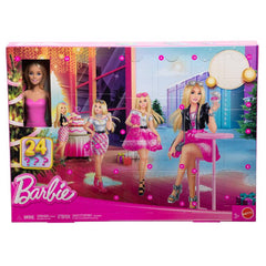 Barbie Doll Holiday Advent Calendar with 24 Clothing and Accessory Surprises Including Jacket, Skirt, Shoes, Purses, and a Pet Puppy, Blonde Doll JFL63