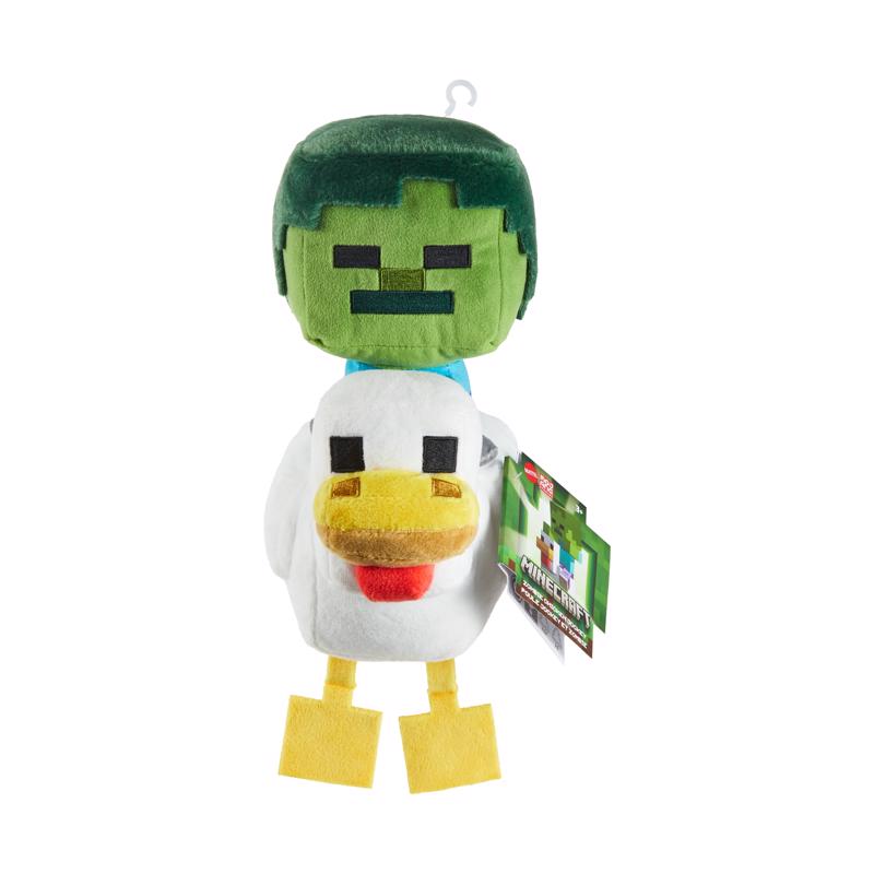 Mattel Minecraft Plush Zombie Chicken Jockey Toy, Collectible Stuffed Animal, 8-inch Soft Doll Inspired by Video Game Character