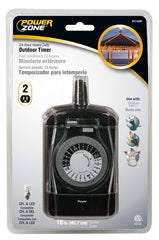 POWER ZONE TNO24111 Two Outlet 24 Hour Outdoor Reverse Ground Pin Placement Timer