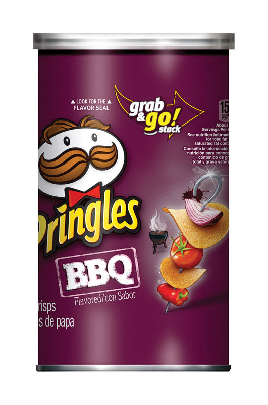 Pringles Potato Crisps Chips, Lunch Snacks, On-The-Go Snacks, BBQ, 5.5oz Can (1 Can)