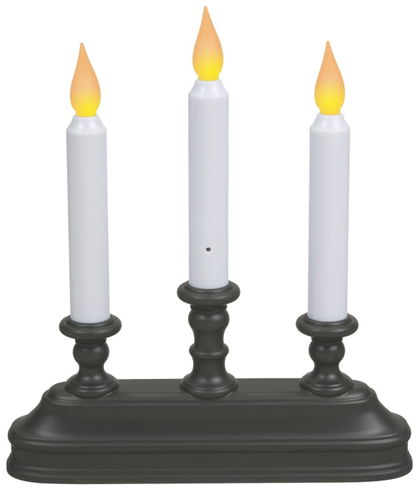 Xodus Innovations FPC1330A Battery Operated 10 inch Window Candles with Tilt to Change Flame Color and Dusk to Dawn Light Sensor Timer with 3 Candle Candelabra Base, Black/Antique Bronze
