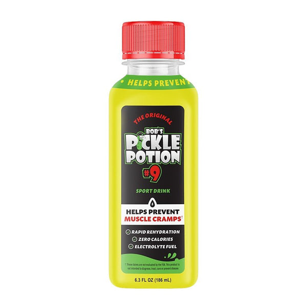 Bob's Pickle Potion #9 - Electrolyte Pickle Shot - Rehydration & Cramp Relief - Sports Drink Shot Zero Caffeine & Gluten-Free, 6.3 Oz. (Pack of 1, Dill) 891972002105