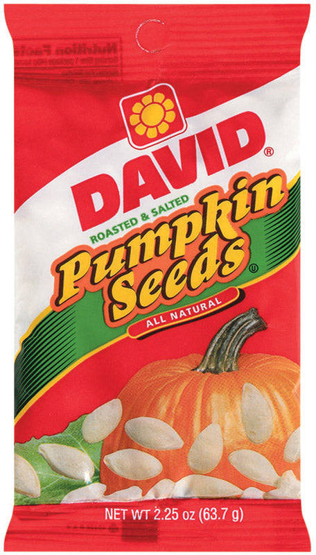 DAVID Roasted and Salted Pumpkin Seeds, 2.25 oz