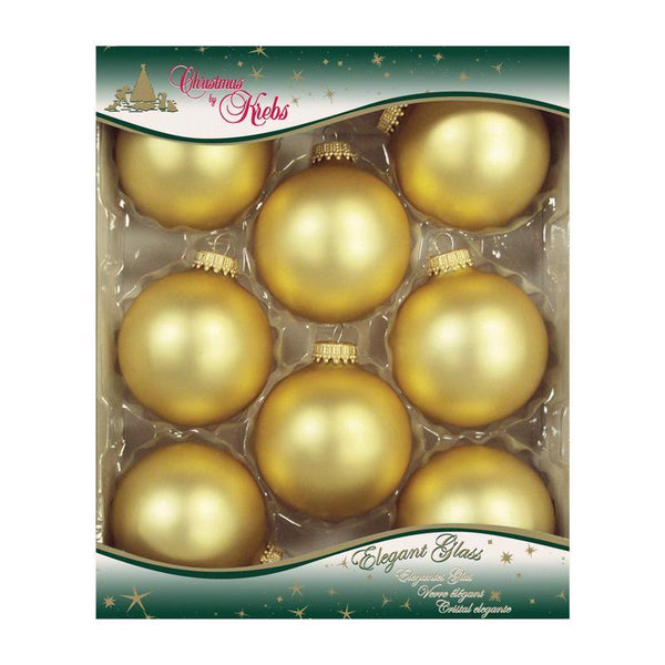 Glass Christmas Tree Ornaments - 67mm / 2.63'' [8 Pieces] Designer Balls from Christmas By Krebs Seamless Hanging Holiday Decor (Velvet Gold) CBK70217