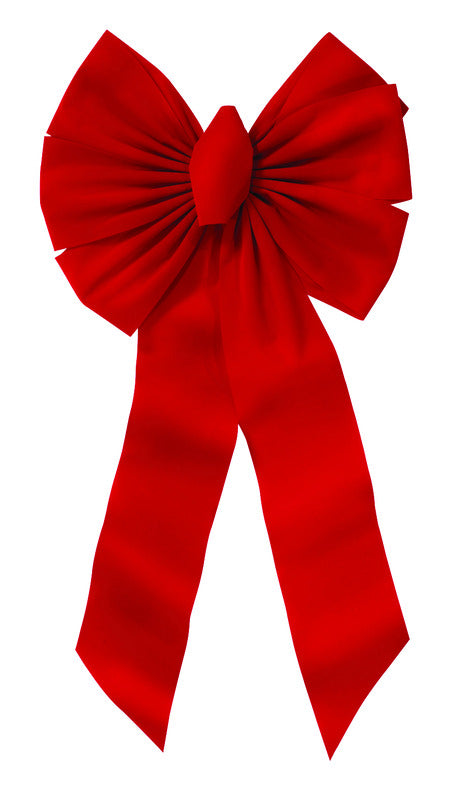 Holiday Trim # 7355 7 Loop 14" W x 28" L x 4" Red Velvet Christmas Bow - Quantity 16