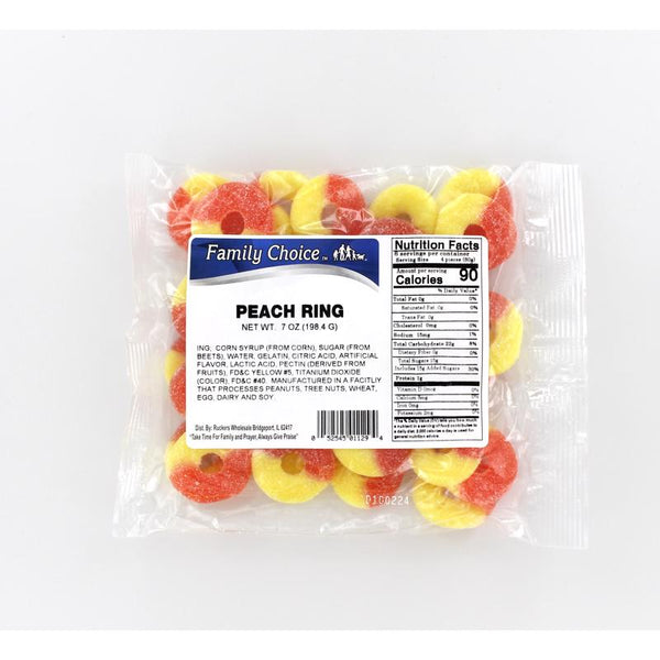 Ruckers Wholesale & Service Co Peach Rings 8 Oz Case of 12, Ruckers Wholesale & Service Co 1129