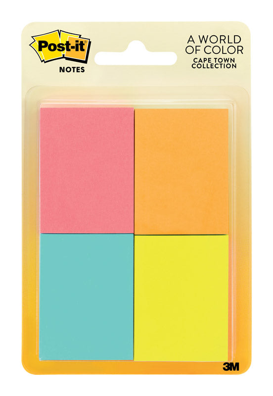 Post-It Notes, Cape Town Colors, 1-3/8 x 1-7/8-In., 4-Pk.