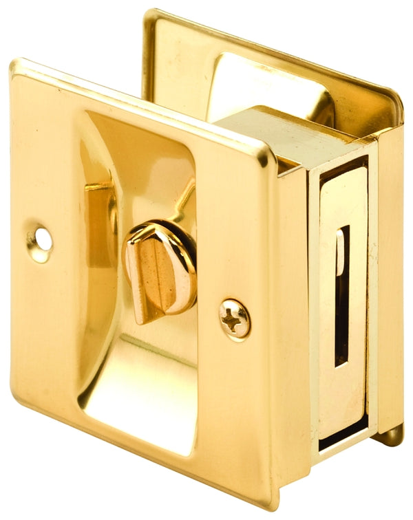 Prime-Line N 6771 Privacy Pull-Replace Old or Damaged Pocket Door Locks Quickly and Easily, single pack, Polished Brass