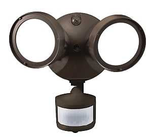 HALO TGS Outdoor Inegrated LED Motion Sensor Flood & Security Light Twin Round Head Bronze