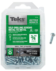Teks 21364 Screw, 8 Thread, 3/4 in L, Coarse Thread, Pan Head, Phillips Drive, Self-Drilling, Self-Tapping Point, Steel - pack of 240