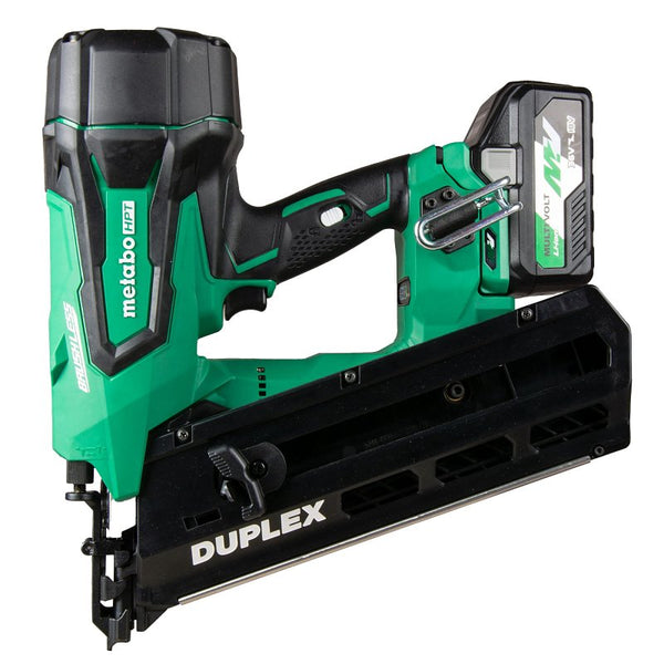 Metabo HPT 36V MultiVolt? Cordless Forming Nailer | 21 Degree Duplex Nail, up to 3-1/2-Inch | 1-36V Battery + Charger | NR3675DD NR3675DDM