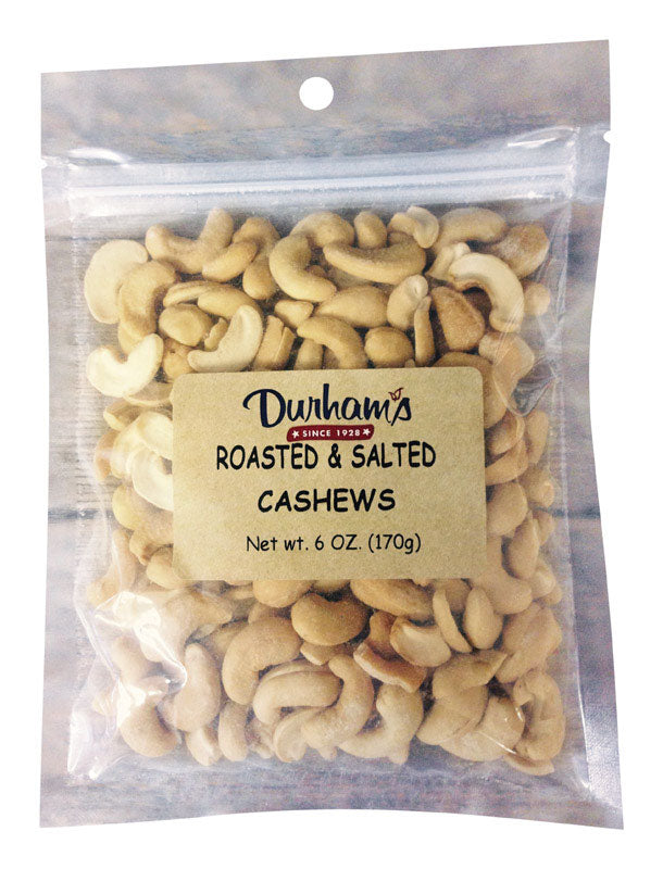 Durhams Roasted & Salted Cashews 6 oz. Bagged