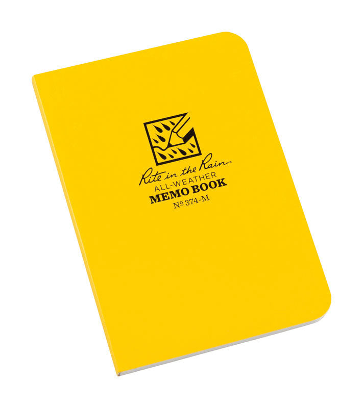 Rite In The Rain Weatherproof Soft Cover Notebook, 3.5" x 5", Yellow Cover, Universal Pattern (No. 374-M)
