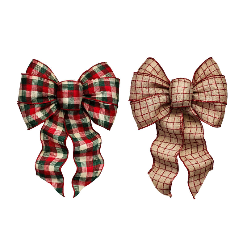 Holiday Trims Loop%2bPlaid%2bBow%2b8.5%2522Assrt