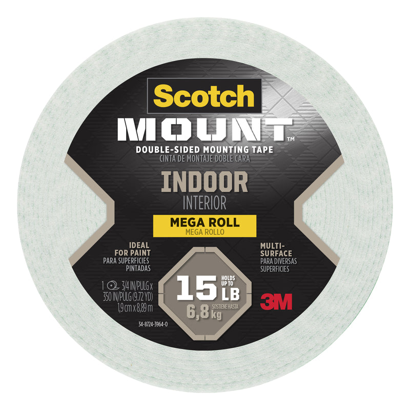 Scotch-Mount Indoor Double-Sided Mounting Tape, White, 1 Roll 110H-LONG-DC