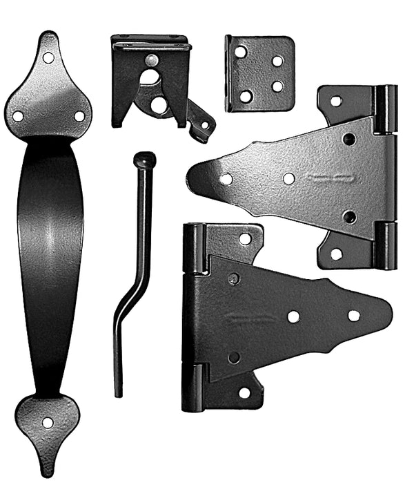 Nuvo Iron Wooden Gate Combo Kit with 6" Tee Hinges/Latch w/Catch and Handle Wgckh
