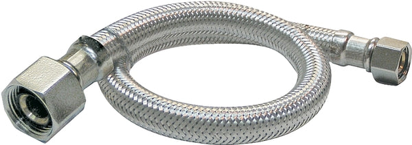Plumb Pak PP23800 Ez Faucet Supply Tube, 3/8 in, Compression, 20 in L, Stainless Steel, Chrome Plated, Color