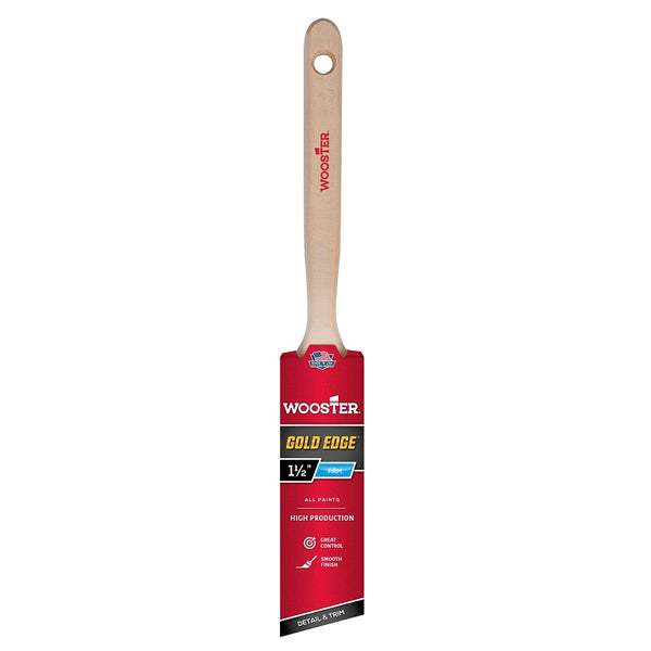 Wooster 5231-1 1/2 Series 5231 1-1/2" Edge Angle Brush, 1 1/2 Inch, White,Gold