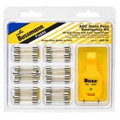 Bussmann AGC-EK Glass Tube Bonus Pack (60 Assorted Fuses + 1 Puller/Tester)