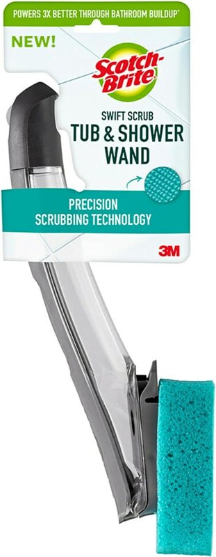 Scotch-Brite Scrub Tub & Shower Wand, Ideal for Bathroom Buildup, Glass Door, Shower and Bath Cleaner, Soap Scum Remover, 1 Wand 547-W