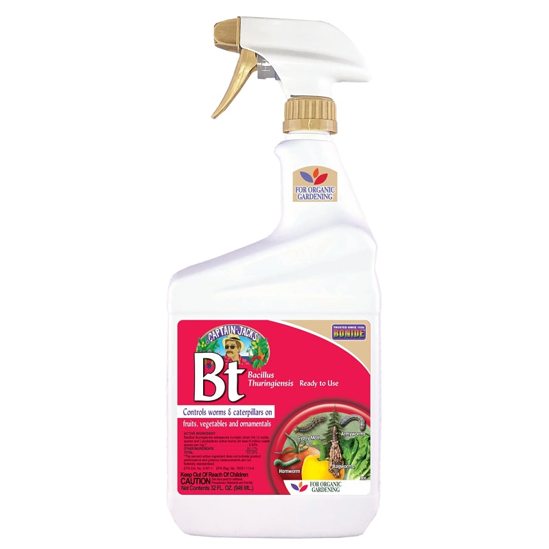 Bonide 8066 Captain Jack's Bacillus Thuringiensis BT Organic Worm & Caterpillar Control, 32 oz. Ready-to-Us - Quantity 1