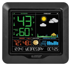 La Crosse Technology Color Forecast Station - Large Display, Temperature/Humidity Alerts, Seasonal Scenes - Indoor/Outdoor Monitoring, HI/LO Records, Barometric Pressure - Atomic Time, DST Updates 308-1416-TBP