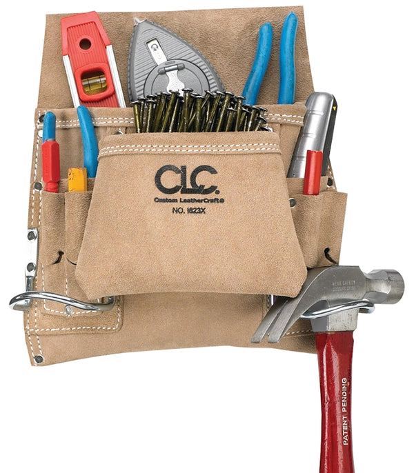 CLC Custom Leathercraft I823X Suede Carpenter's Nail And Tool Bag, 8 Pocket