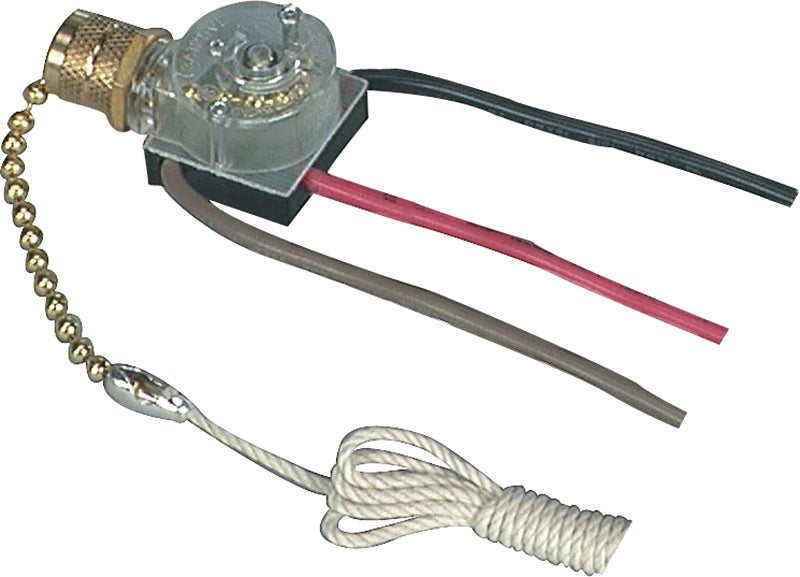 EATON Wiring BP460-SP-L 6-Amp, 125-Volt Commercial Grade Two-Circuit Pull Chain with End Bell Canopy Switch, Brass Finish