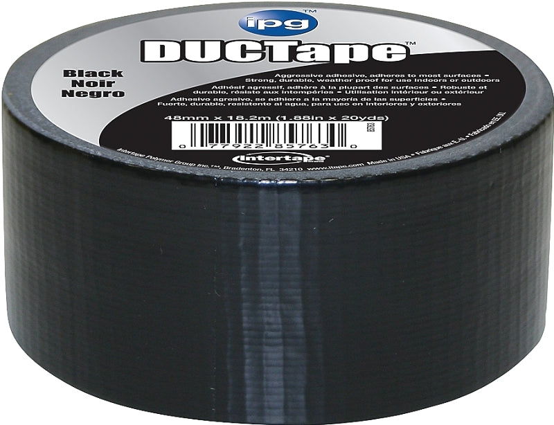 IPG 6720BLK JobSite DUCTape, Colored Duct Tape, 1.88" x 20 yd, Black