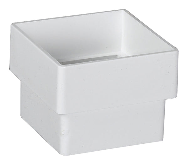 Amerimax Home Products Downspout Connector, Contemporary, Square, Vinyl, White, 2-in. T0523
