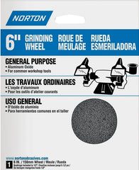 Norton Bench and Pedestal Abrasive Wheel, Type 01 Straight, Aluminum Oxide, 1" Arbor, 6" Diameter, 3/4" Thickness, Coarse Grit (Pack of 1) 07660788245