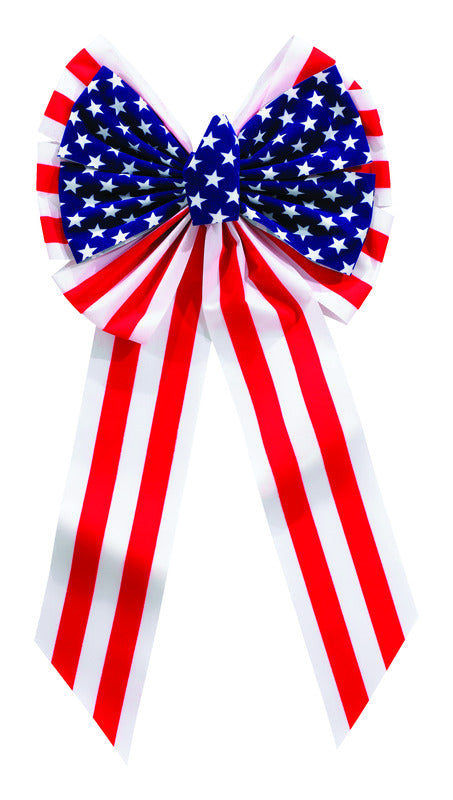 Holiday Trims 14" x 28" Large Patriotic Stars and Stripes Indoor Velveteen 10 Loop Wired Christmas Bow 8307DOZ