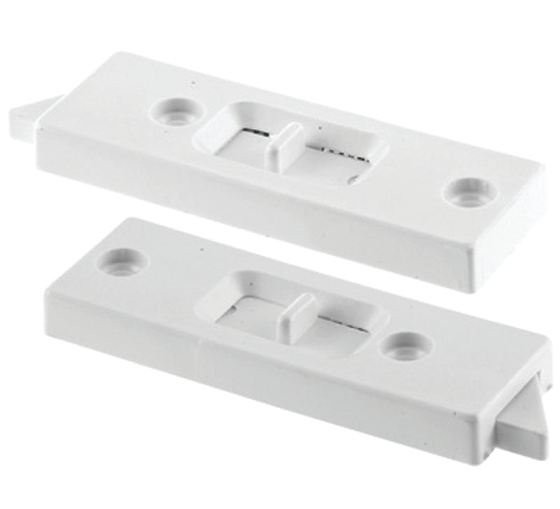 Prime-Line F 2598 Tilt Latch Pair, White Plastic Construction, Spring Loaded, 2 in. Hole Center Spacing