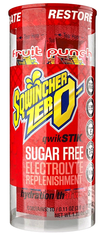 Sqwincher Zero Fruit Punch Qwik Stiks 10 Pack Sugar Free Electrolyte Replenishment (Pack of 3)3 159060160