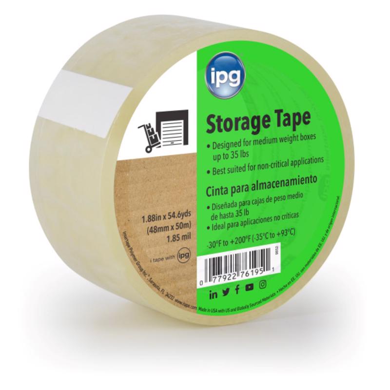 IPG 9852 Storage Tape, 1.88 In W X 54.6 Yd L X 1.85 Mil T, Clear