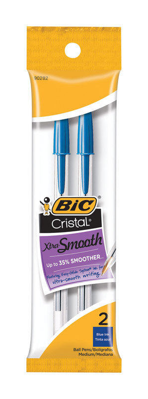 Bic Cristal Stick Ball Pens, Medium Point, Blue, 2-Pack