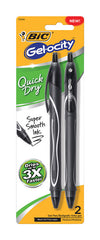 Bic RGLCGP21-BLK Gel-ocity Retractable Quick Dry Gel Pen44; Black - Pack of 2