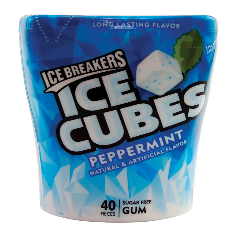 Ice Breakers, Ice Cubes Peppermint Sugar Free Chewing Gum Bottle, 3.2 Ounce, 40 Count