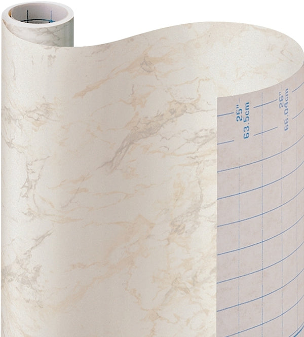 Con-Tact Brand Creative Covering, Self-Adhesive Shelf Liner, Multi-Purpose Vinyl Roll, Easy to Use and Apply, 18'' x 9', Beige Marble 09F-C9823-12