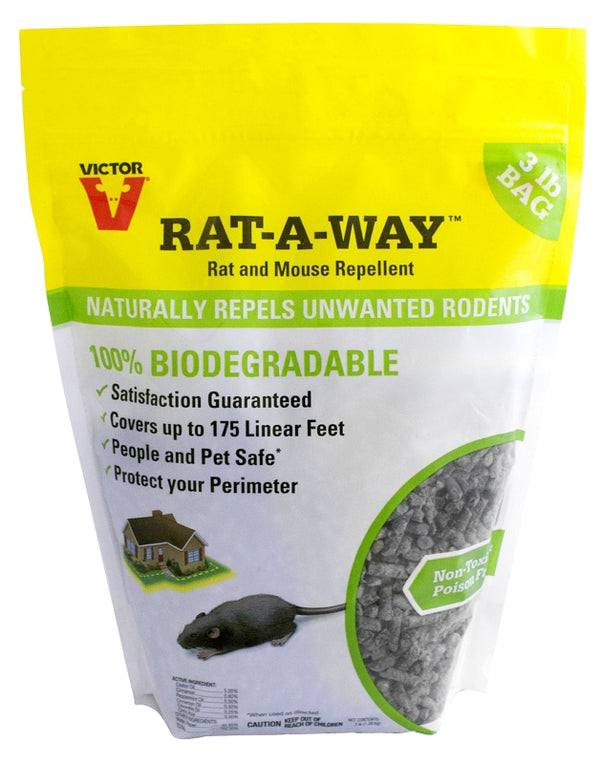 Victor Rat-A-Way Rat & Mouse Repellent - Repel Rodents Outdoors with Essential Oils - Biodegradable Pellets - Natural, Non-Toxic & Poison-Free Rodent Repeller for Rats and Mice - M807 - 3 lb Bag