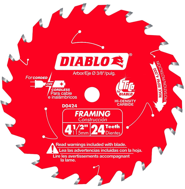 Freud-Diablo 4-1/2 X 24T Red Carbide/Steel Perma-Shield D0424X