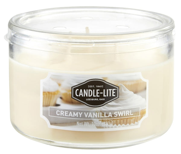 Candle-lite Scented Candles, Creamy Vanilla Swirl Fragrance, One 10 oz. Three Wick Aromatherapy Candle with 20-40 Hours of Burn Time, Off-White Color 1879553