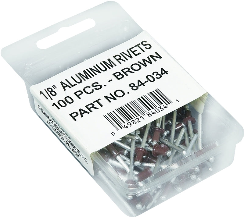AMERIMAX HOME PRODUCTS 84034 1/8-Inch Rivets, Brown, 100-Pack