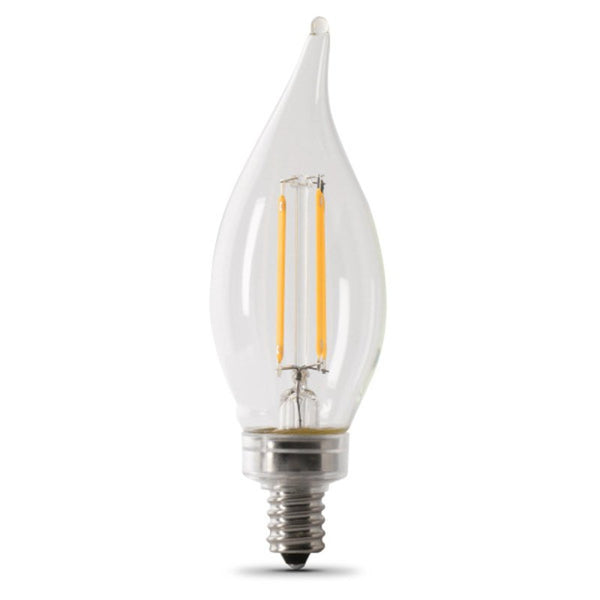 Feit Electric CFC60/927CA/FIL/6 60 W Equivalent Dimmable Candelabra Flame Tip Clear (6-Pack) LED Light Bulb, 4.3"H x 1.3"W, Soft White 2700K, 6 Piece