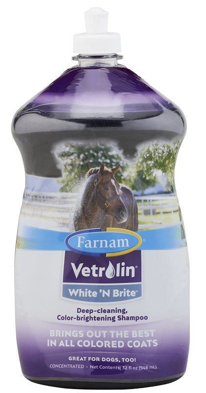 Farnam Vetrolin White 'N Brite Shampoo, Deep Cleaning and Color Brightening Shampoo for Horses and Dogs. 32 ounces 100543890
