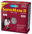 Farnam SuperMask II horse fly mask without ears, extended coverage, protects eyes from insects and debris, adjustable throat latch, Average Horse Size