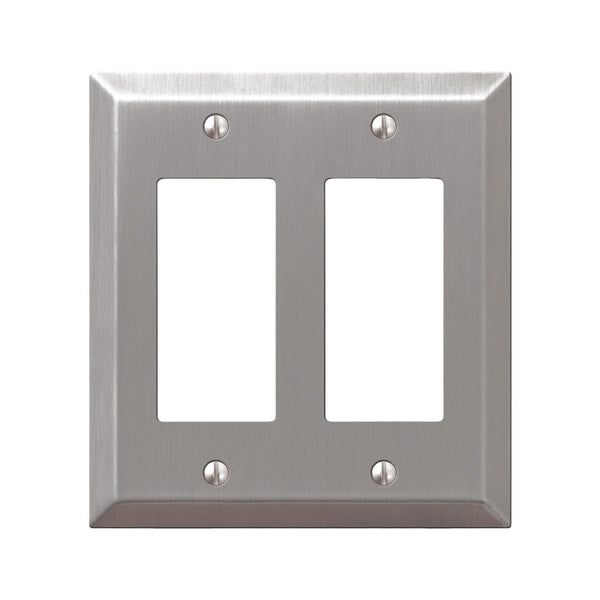 AMERELLE 163RRBN Century Double Rocker Steel Wallplate in Brushed Nickel