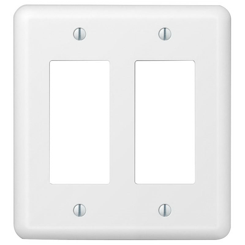 Amerelle Devon Double Rocker Steel Wallplate in White